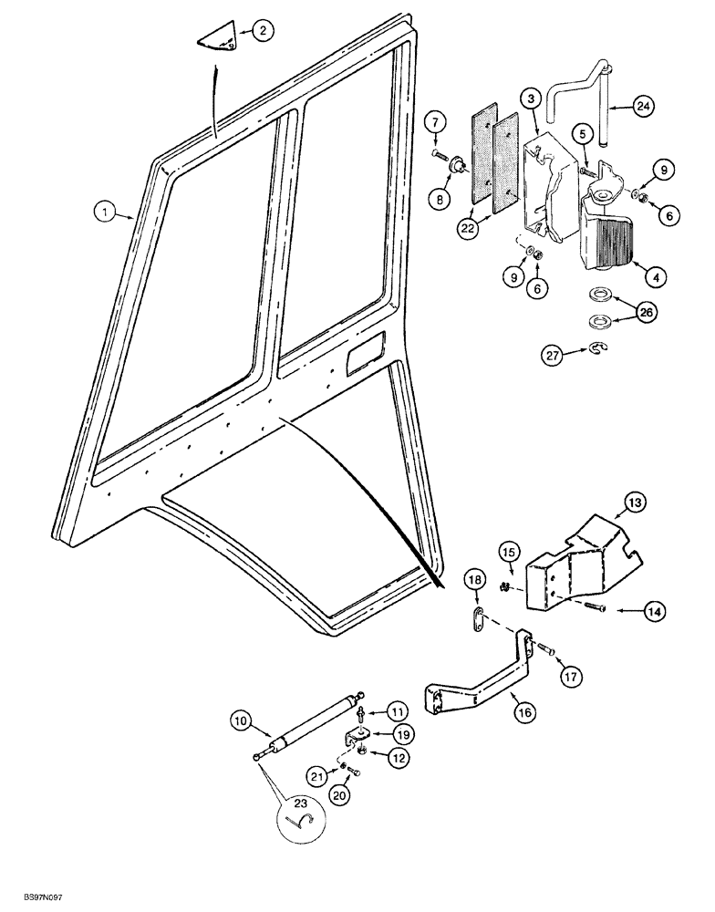 Схема запчастей Case 580SL - (9-118) - LEFT HAND AND RIGHT HAND CAB DOORS, INTERIOR (09) - CHASSIS/ATTACHMENTS