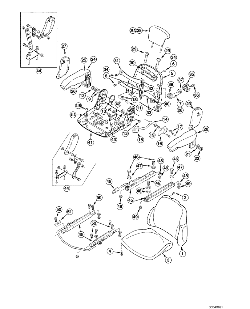 Схема запчастей Case 845 - (09.56[00]) - SEAT ASSY - UPPER SEAT ASSY (09) - CHASSIS