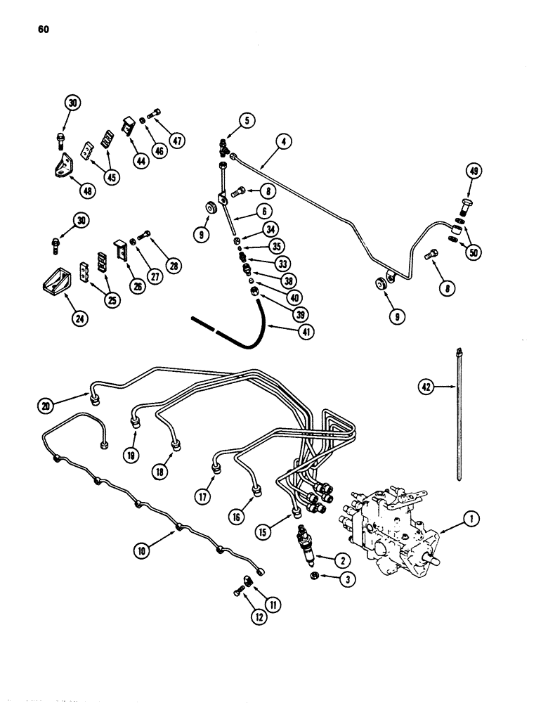 Схема запчастей Case 880D - (060) - FUEL INJECTORS AND LINES, 6T-590 DIESEL ENGINE (02) - FUEL SYSTEM