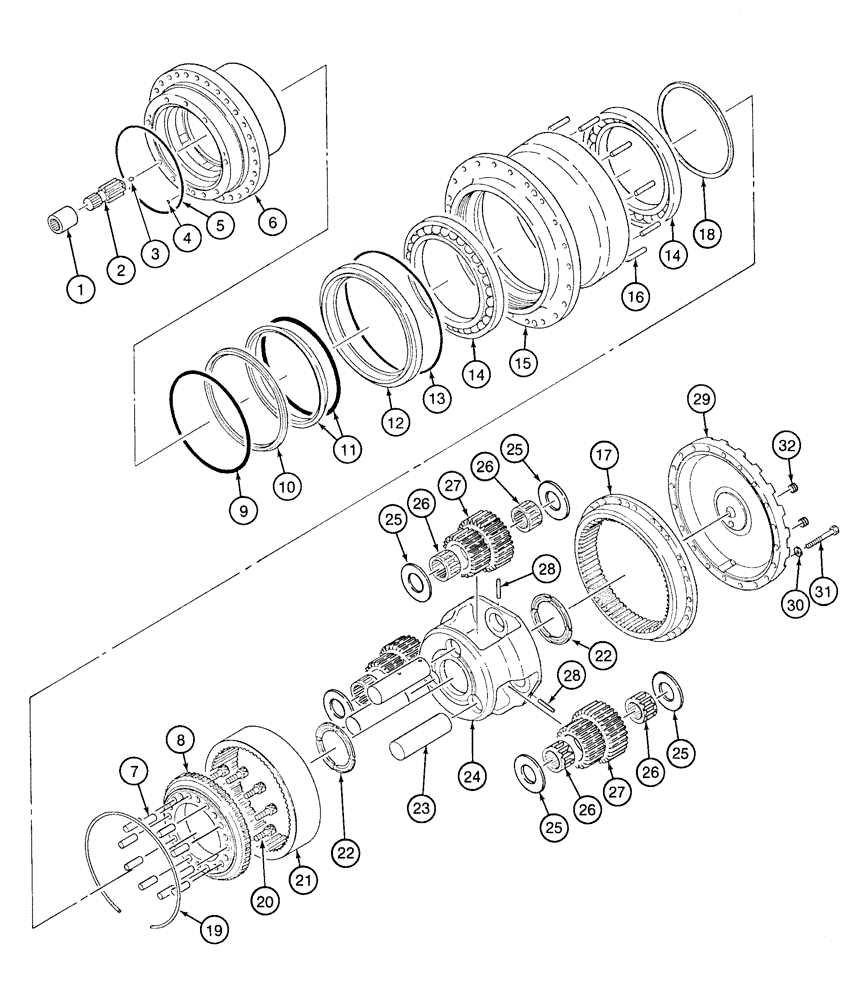 Схема запчастей Case 9020 - (6-04) - FINAL DRIVE TRANSMISSION (06) - POWER TRAIN