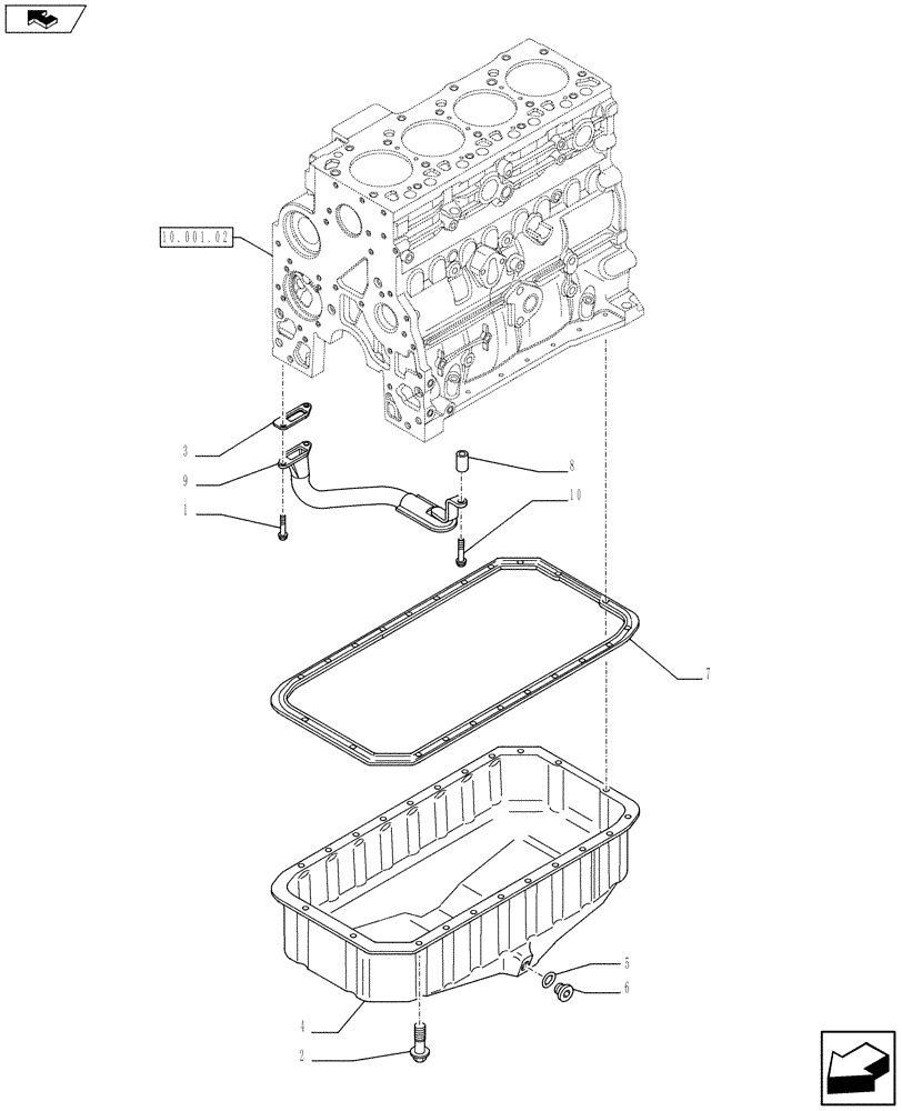 Схема запчастей Case F4HFE413J A003 - (10.102.01) - ENGINE OIL SUMP (2856085) (10) - ENGINE