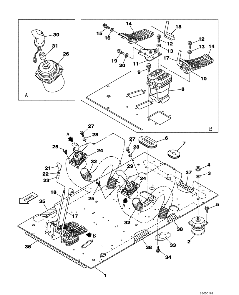 Схема запчастей Case CX800 - (09-017-00[01]) - OPERATORS COMPARTMENT - LEVER, CONTROL (09) - CHASSIS