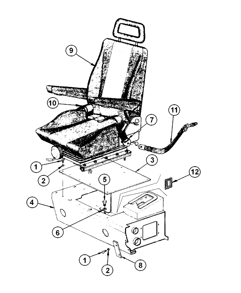 Схема запчастей Case 865 DHP - (9-108) - SEAT - MOUNTING AND BRACKET (09) - CHASSIS