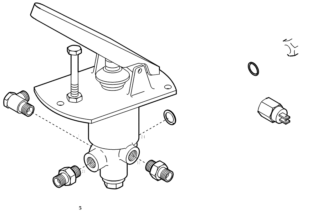 Схема запчастей Case 321D - (23.291[002]) - BRAKE VALVE PEDAL MOUNTING PARTS FAST GEAR (OPTION) (S/N 591052-UP) No Description