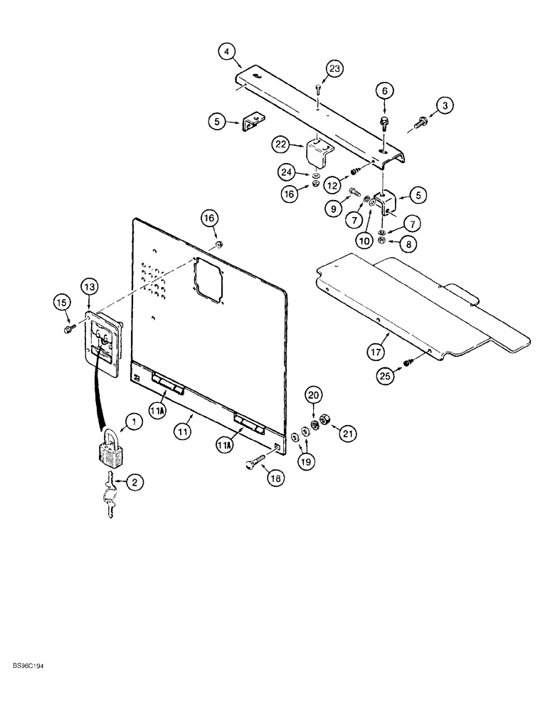 Схема запчастей Case 550G - (9-14) - BATTERY COMPARTMENT AND REAR COVER (05) - UPPERSTRUCTURE CHASSIS