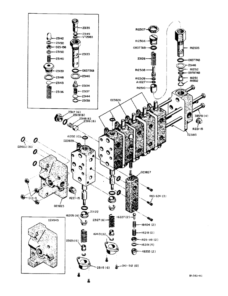 Схема запчастей Case 310C - (36) - D23812 AND D24433 HYDRAULIC CONTROL VALVES 