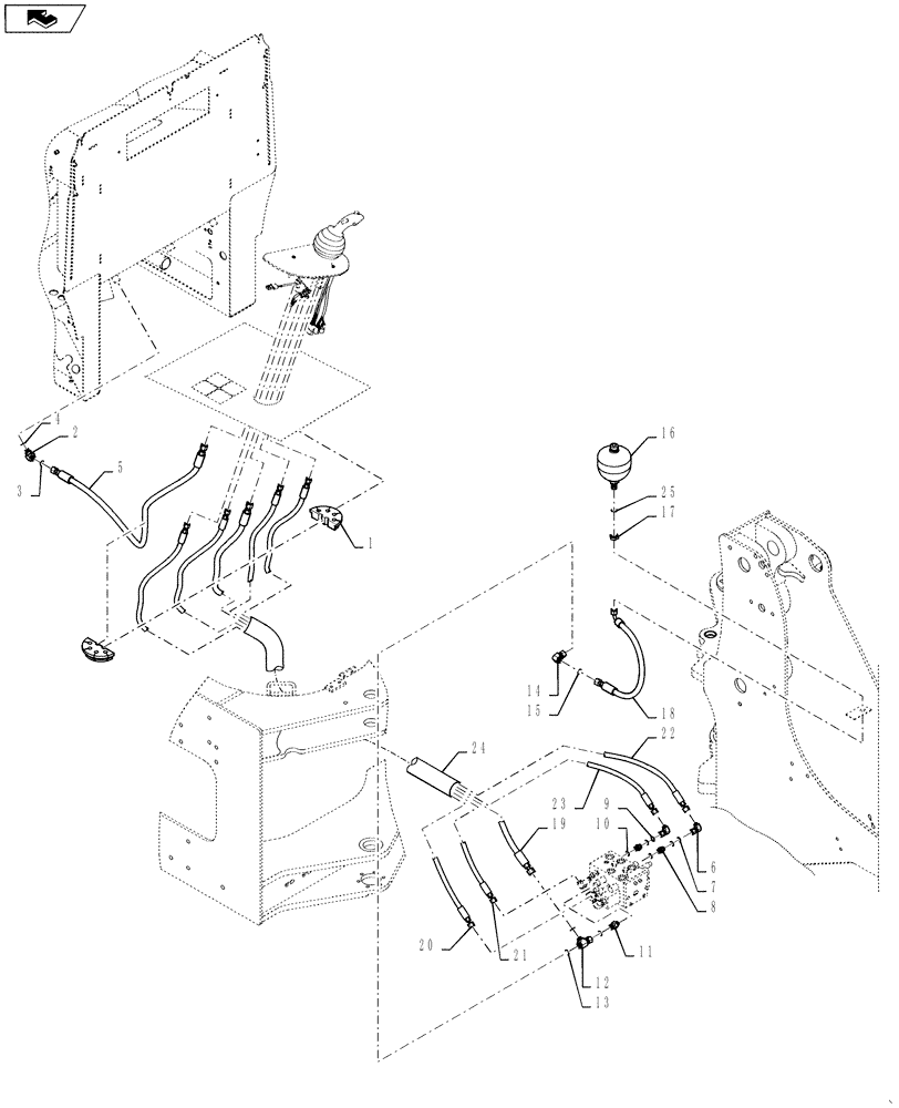 Схема запчастей Case 621F - (35.357.03) - 2 SPOOL LINE INSTALLATION (35) - HYDRAULIC SYSTEMS