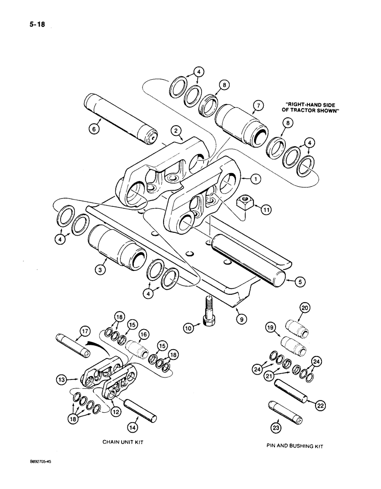 Схема запчастей Case 650 - (5-18) - SEALED TRACK CHAIN (OPTIONAL) (11) - TRACKS/STEERING