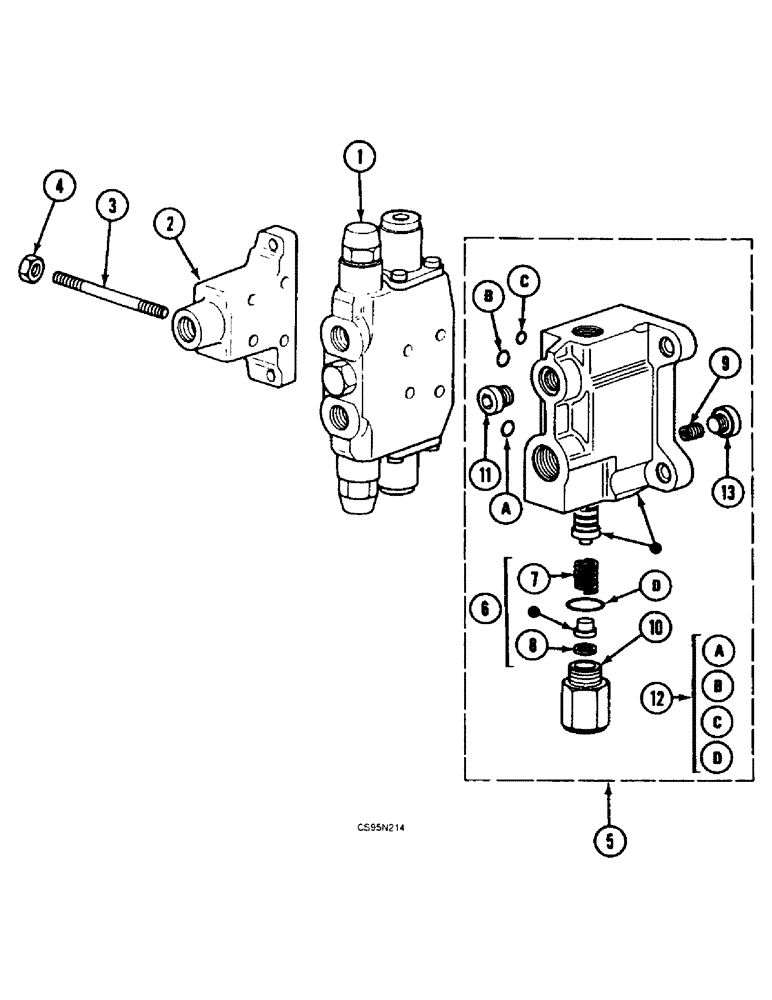 Схема запчастей Case 688BCK - (8E-26) - CONTROL VALVE - 1 STAGE OPTION, 688B CK (120301-) (07) - HYDRAULIC SYSTEM