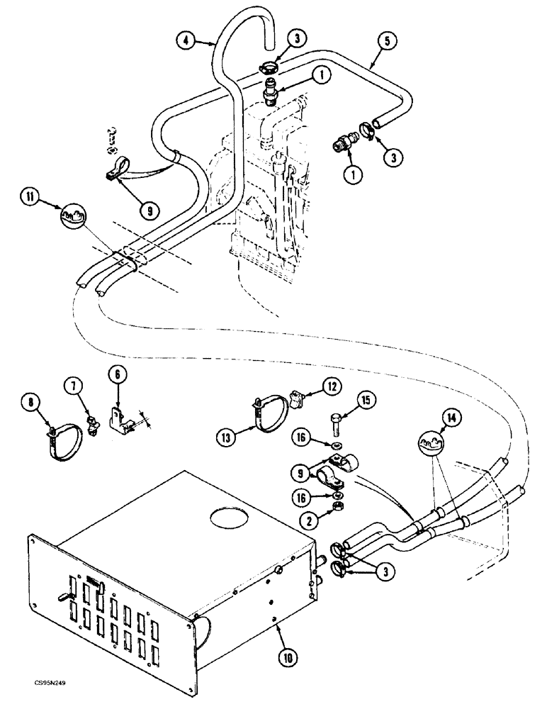 Схема запчастей Case 688BCK - (9D-38) - HEATING CIRCUIT, 688B CK (120301-) (05.1) - UPPERSTRUCTURE CHASSIS/ATTACHMENTS