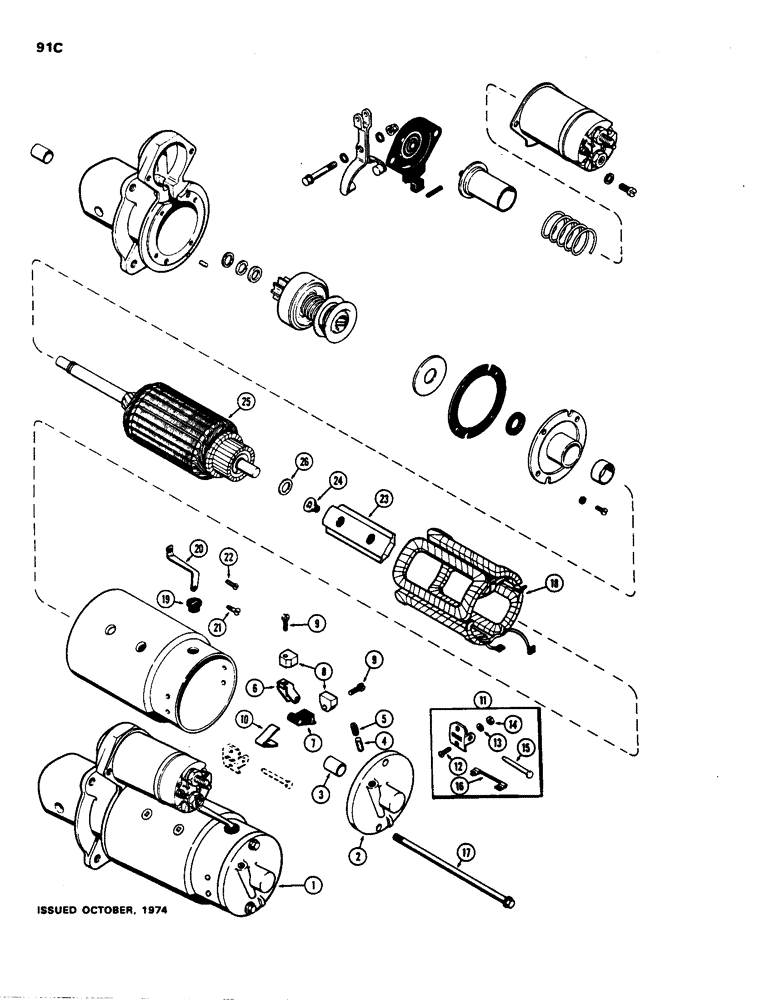 Схема запчастей Case 480B - (091C) - A39839 STARTER, (188) DIESEL ENGINE, WITH TEN TOOTH STARTER DRIVE 