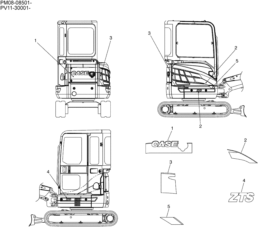 Схема запчастей Case CX27B - (06-012) - NAME PLATE INSTAL (90) - PLATFORM, CAB, BODYWORK AND DECALS