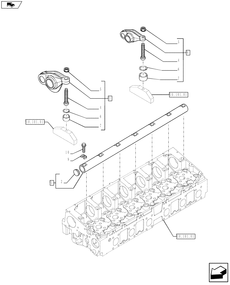 Схема запчастей Case F2CE9684P E024 - (10.106.02) - ROCKER SHAFT (504189152) (10) - ENGINE