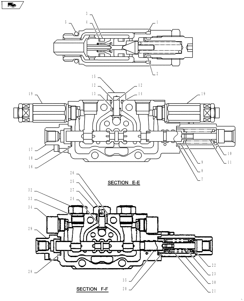 Схема запчастей Case CX27B ASN - (35.359.06) - VALVE INSTALL (35) - HYDRAULIC SYSTEMS