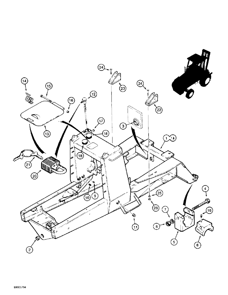 Схема запчастей Case 586E - (9-118) - CHASSIS, MODELS WITH DUAL MAST LIFT CYLINDERS, WITH 31 DEGREE FORWARD MAST TILT (09) - CHASSIS/ATTACHMENTS