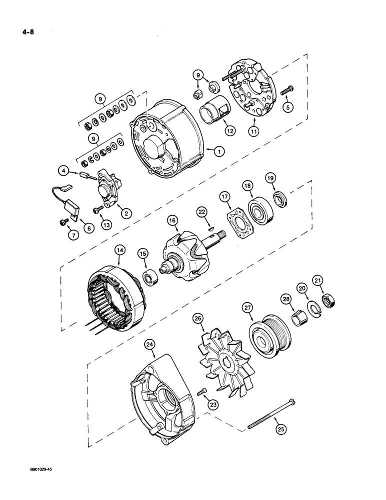 Схема запчастей Case 550 - (4-08) - A187873 ALTERNATOR - 65 AMPERE (04) - ELECTRICAL SYSTEMS