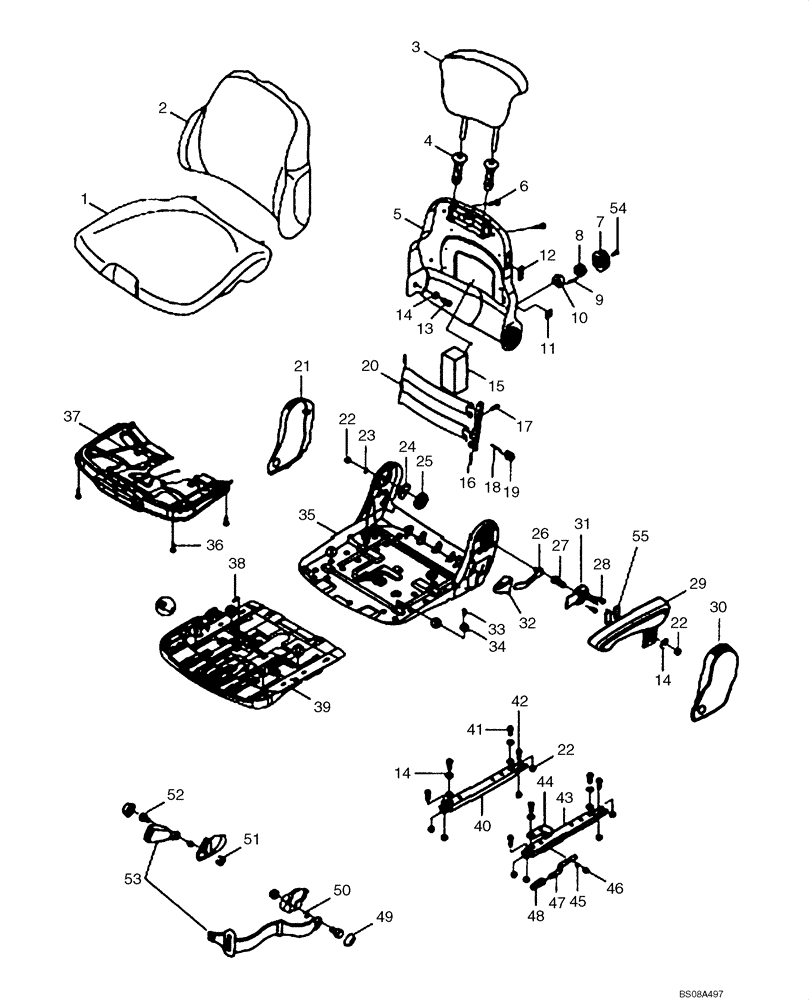 Схема запчастей Case 1221E - (09-20[01]) - SEAT, MECH GRAMMER (A) (72LH-35440) (1) (09) - CHASSIS/ATTACHMENTS