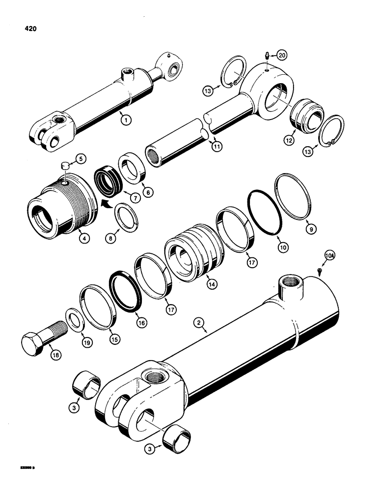 Схема запчастей Case 580SD - (420) - G101188 THREE-POINT HITCH TILT CYLINDER (08) - HYDRAULICS