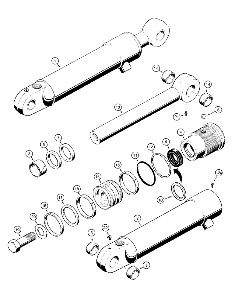 Схема запчастей Case 580SK - (8-356) - LOADER CLAM CYLINDERS (08) - HYDRAULICS