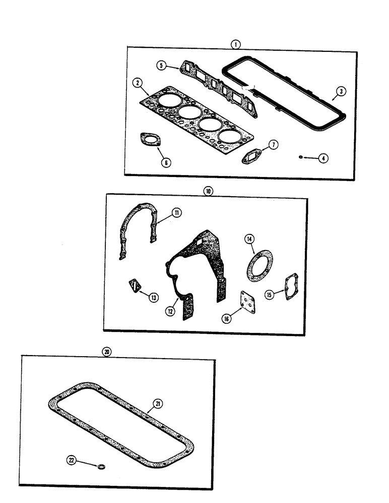 Схема запчастей Case 1700-SERIES - (022) - ENGINE GASKET KITS, 148B SPARK IGNITION ENGINE (10) - ENGINE