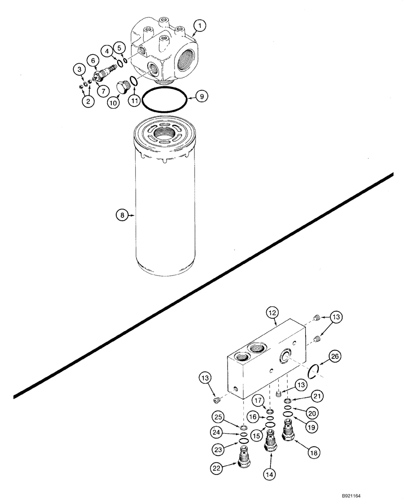 Схема запчастей Case 1840 - (08-13) - HYDRAULIC OIL FILTER - CHECK VALVE MANIFOLD (08) - HYDRAULICS