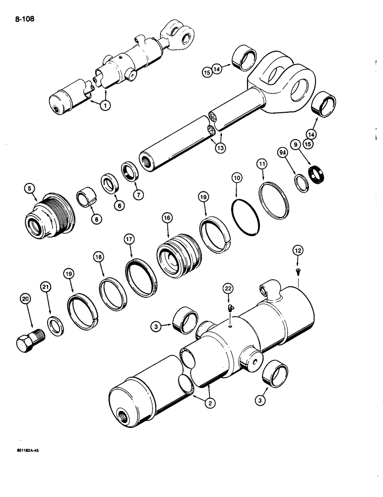 Схема запчастей Case 680L - (8-108) - LOADER BUCKET CYLINDER (08) - HYDRAULICS