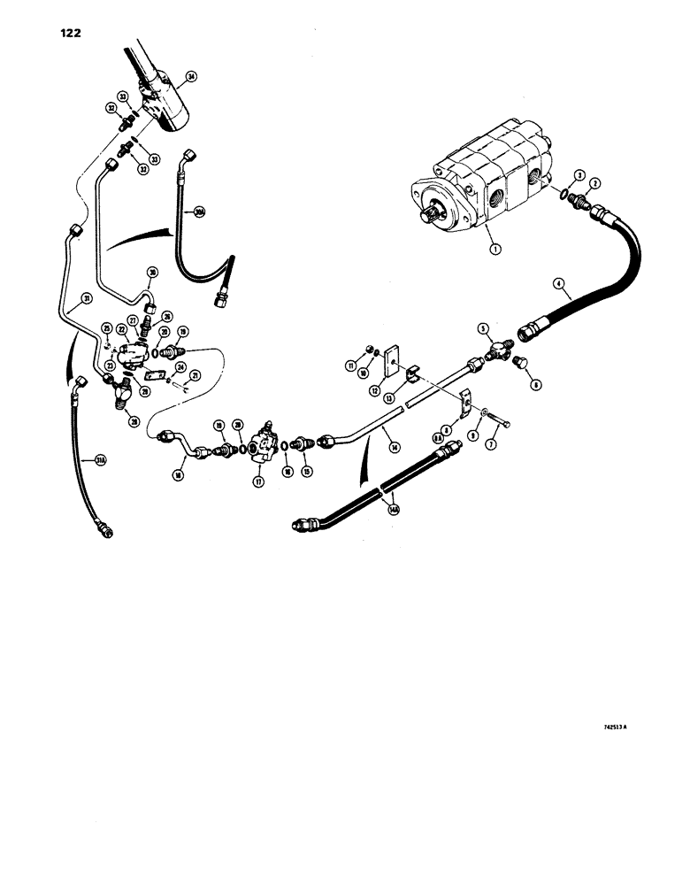 Схема запчастей Case 680E - (122) - STEERING VALVE HYDRAULIC CIRCUIT, LATE PRODUCTION (41) - STEERING