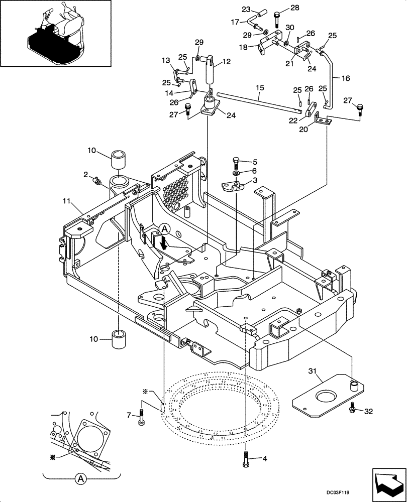 Схема запчастей Case CX14 - (09-02[00]) - TURNTABLE - ACCESS COVERS (S/N PE01-00101 - 00549) (09) - CHASSIS/ATTACHMENTS