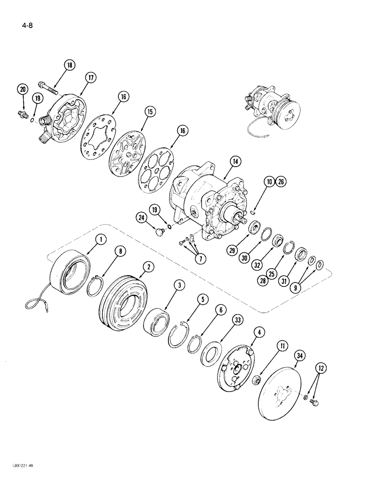 Схема запчастей Case 780D - (4-08) - AIR CONDITIONING COMPRESSOR (04) - ELECTRICAL SYSTEMS