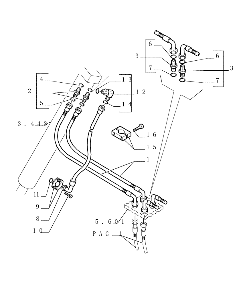 Схема запчастей Case 1850K - (3.440[02]) - LIFT CYLINDERS PIPING (07) - HYDRAULIC SYSTEM/FRAME