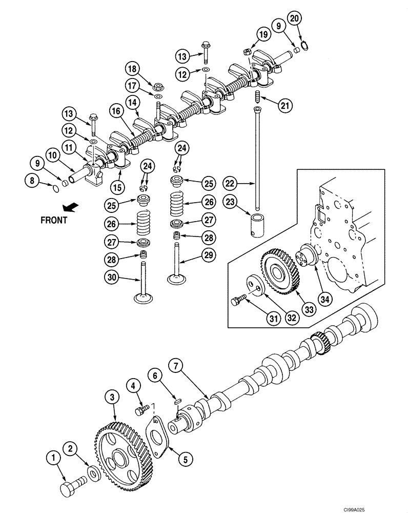 Схема запчастей Case CX135SR - (02-25) - CAMSHAFT - VALVE MECHANISM (02) - ENGINE