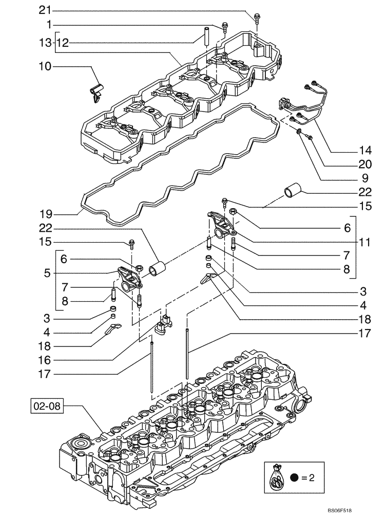 Схема запчастей Case 885B AWD - (02-07[01]) - CYLINDER HEAD - VALVE MECHANISM (02) - ENGINE