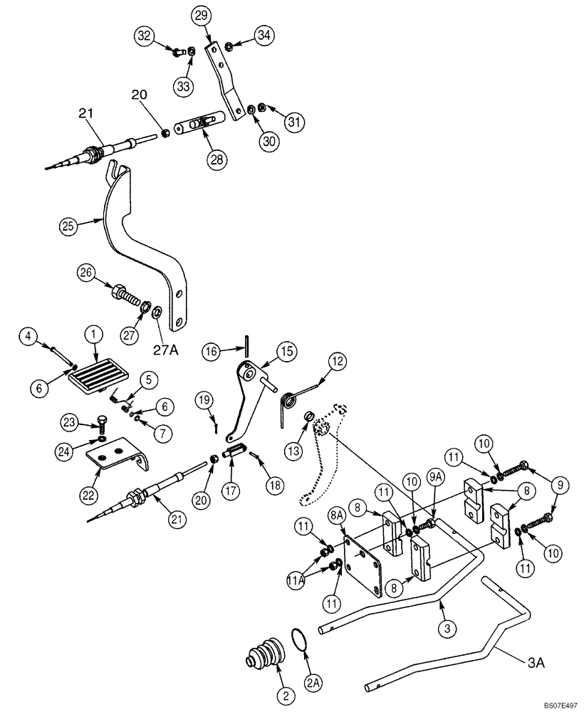 Схема запчастей Case 590SM - (03-03) - CONTROLS - THROTTLE, FOOT (03) - FUEL SYSTEM