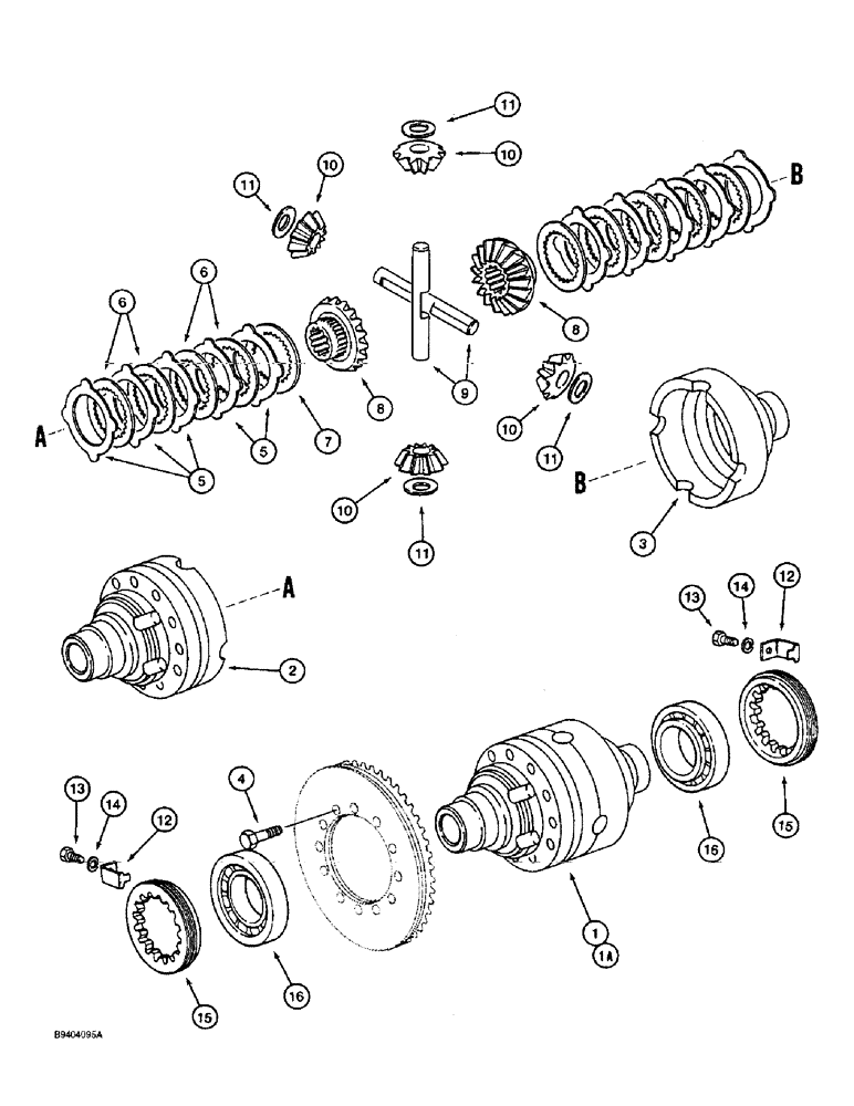 Схема запчастей Case 860 - (6-60) - FRONT AND REAR AXLE ASSEMBLIES - DIFFERENTIAL, AXLES W/O HYDRAULIC LOCKING DIFFERENTIAL (06) - POWER TRAIN