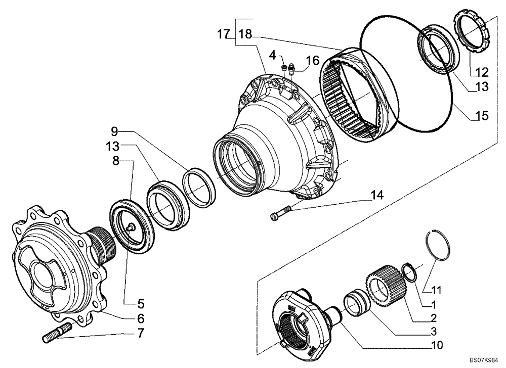 Схема запчастей Case 580M - (06-37) - 87395372 AXLE, REAR DRIVE - PLANETARY (06) - POWER TRAIN