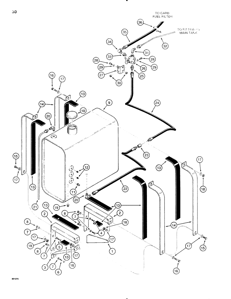 Схема запчастей Case SD100 - (030) - H614610 AUXILIARY FUEL TANK KIT, REAR MOUNTED (10) - ENGINE