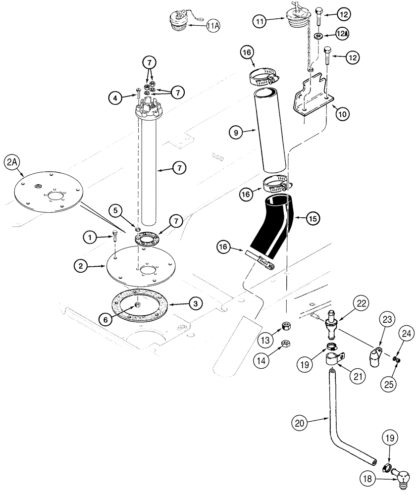 Схема запчастей Case 621C - (03-008) - FUEL TANK FILLER SENDER (03) - FUEL SYSTEM