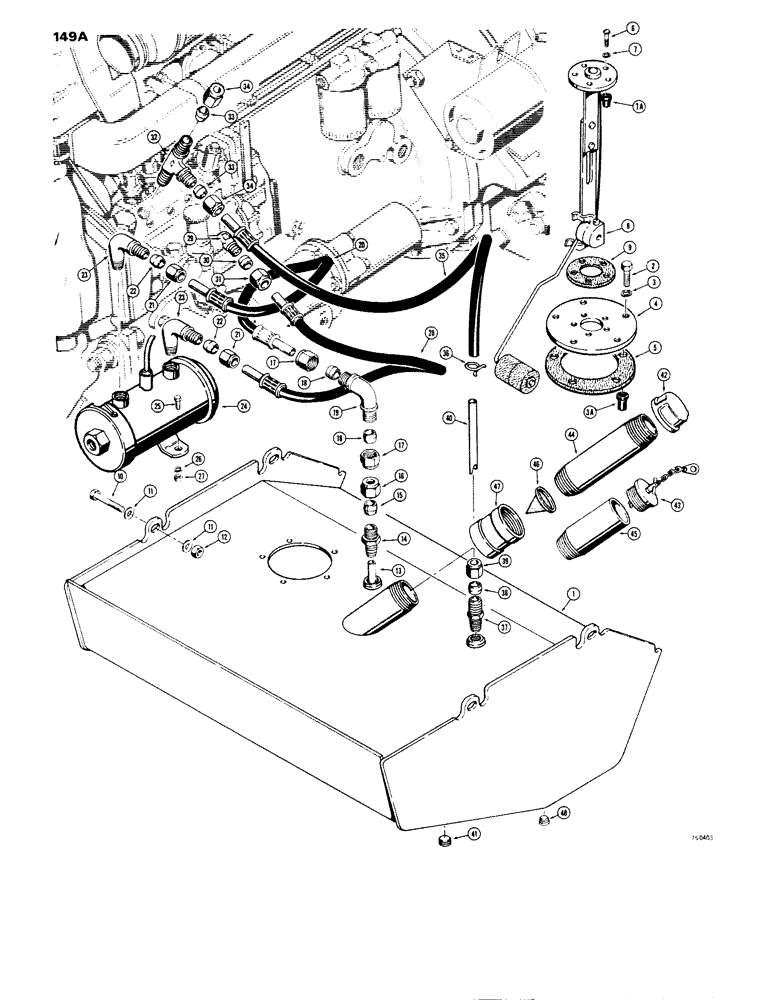 Схема запчастей Case W14 - (149A) - FUEL TANK AND RELATED PARTS, MODELS WITH ELECTRIC FUEL PUMP (03) - FUEL SYSTEM