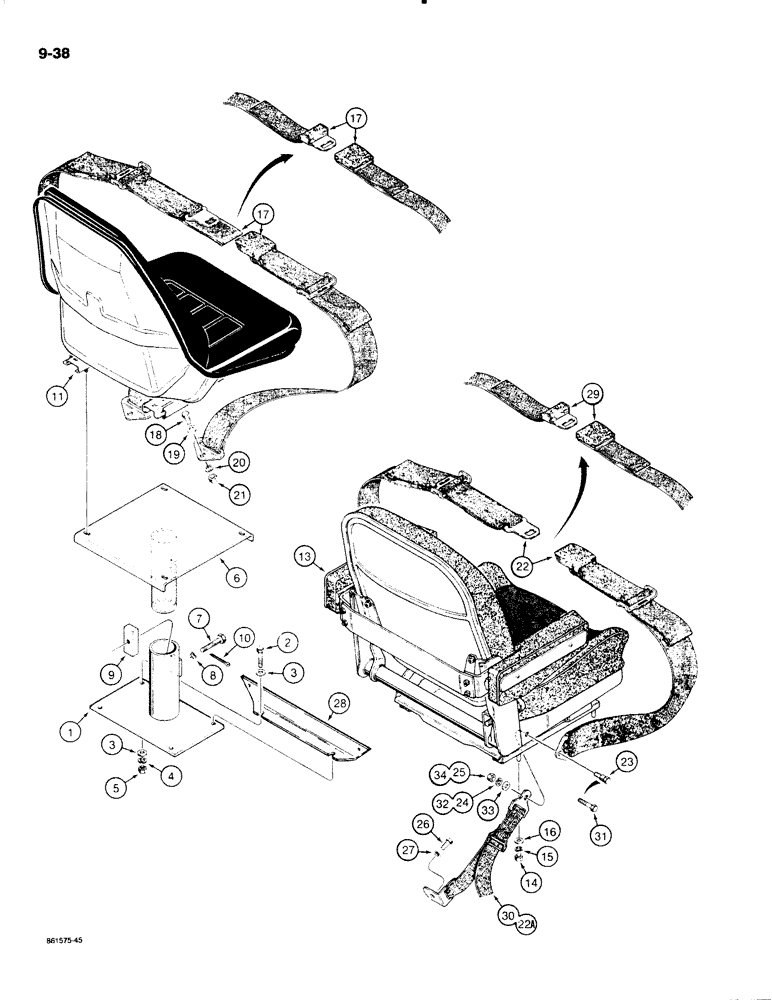 Схема запчастей Case W18B - (9-038) - SEAT AND MOUNTING PARTS (09) - CHASSIS/ATTACHMENTS