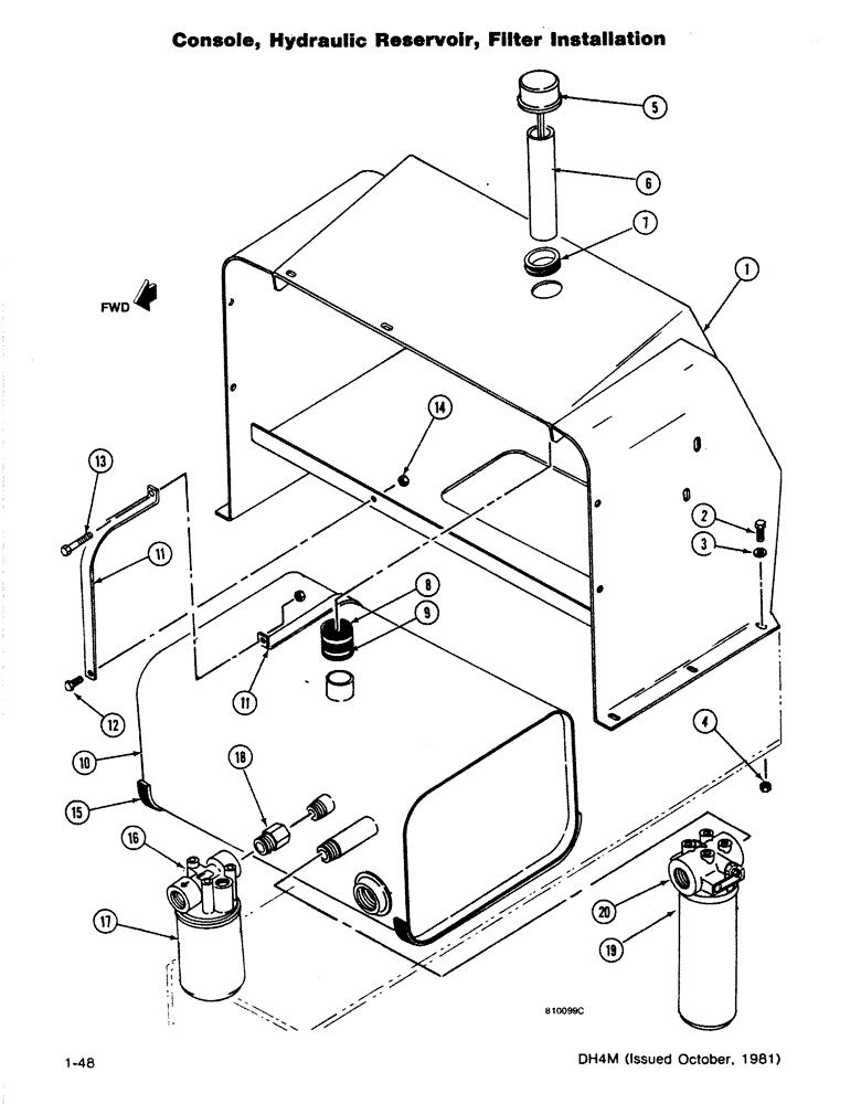 Схема запчастей Case DH4 - (1-48) - CONSOLE, HYDRAULIC RESERVOIR, FILTER INSTALLATION (35) - HYDRAULIC SYSTEMS