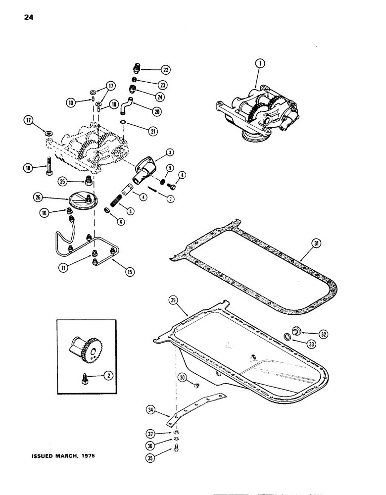 Схема запчастей Case W14 - (024) - BALANCER AND OIL PUMP, (336 BD)DIESEL ENGINE, OIL PAN (02) - ENGINE