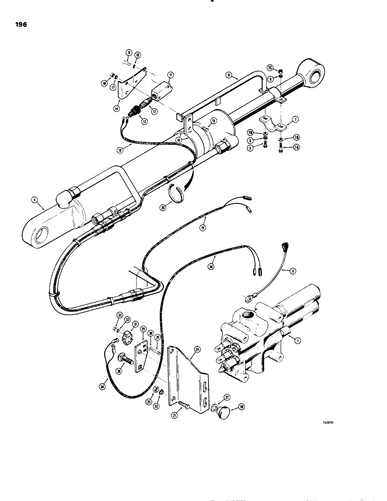 Схема запчастей Case W20 - (196) - LOADER POSITIONING CONTROLS (08) - HYDRAULICS