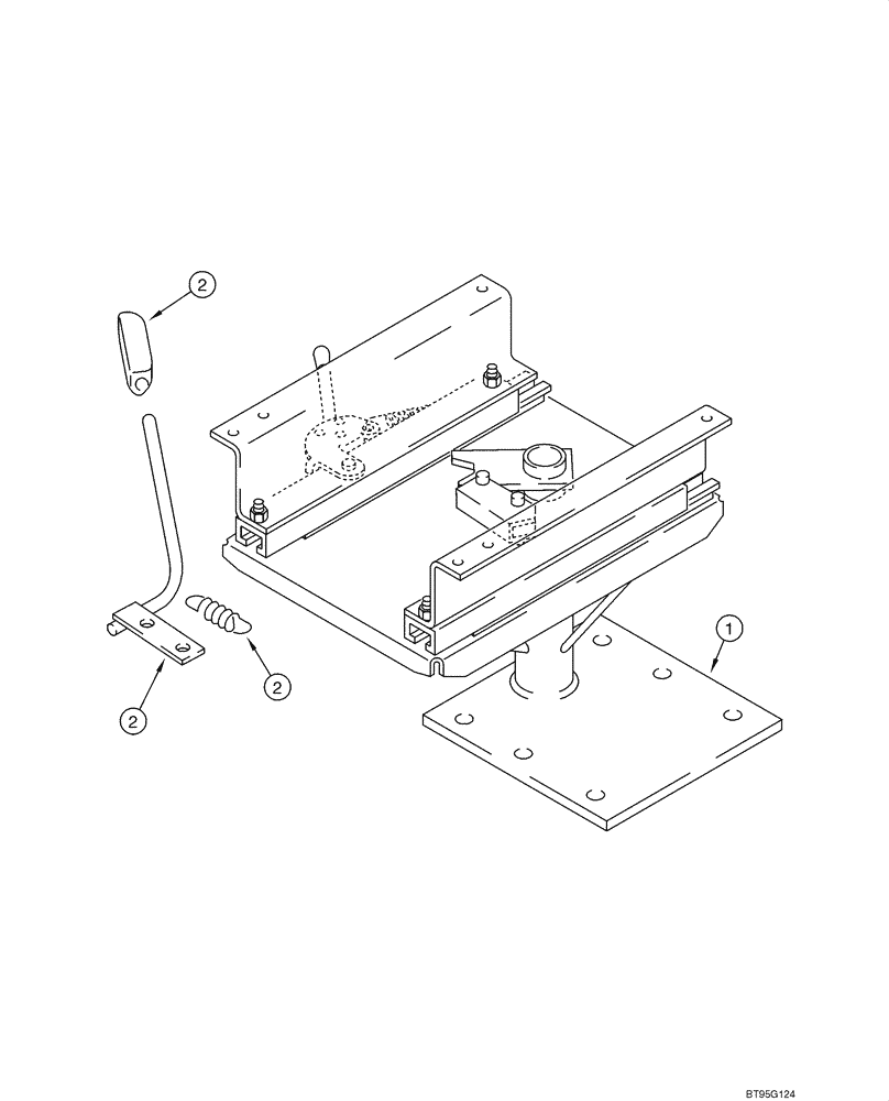 Схема запчастей Case 570MXT - (09-34) - SEAT SUPPORT AND PEDESTAL, STANDARD (MILSCO) (09) - CHASSIS/ATTACHMENTS