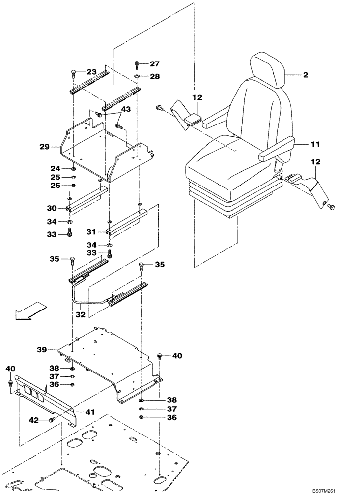 Схема запчастей Case CX135SR - (09-16) - SEAT, MOUNTING - SEAT BELTS (09) - CHASSIS/ATTACHMENTS