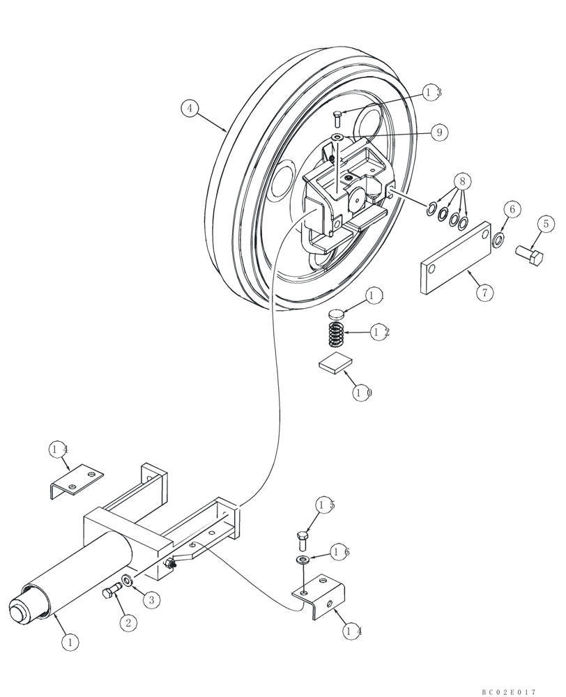 Схема запчастей Case 750K - (05-04) - TRACK ADJUSTER AND IDLER - MOUNTING (11) - TRACKS/STEERING