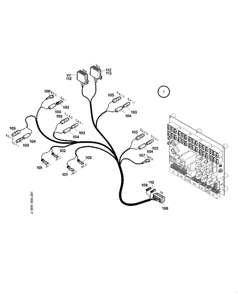 Схема запчастей Case 221E - (32.514[2989999001]) - OPERATORS CAB CABLE HARNESS ROOF (55) - ELECTRICAL SYSTEMS