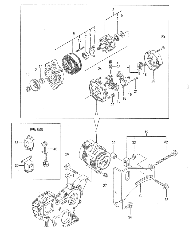 Схема запчастей Case CX31B - (08-016) - GENERATOR (55) - ELECTRICAL SYSTEMS