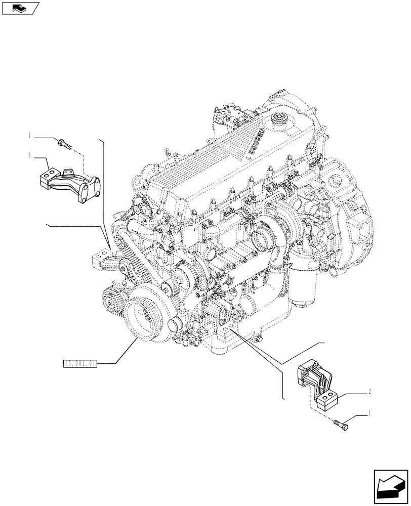 Схема запчастей Case F2CE9684E E017 - (10.012.01) - ENGINE SUSPENSION (504129590) (01) - ENGINE