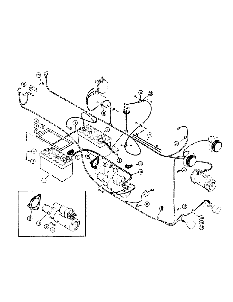 Схема запчастей Case W10 - (056) - BATTERY AND STARTING MOTOR (04) - ELECTRICAL SYSTEMS