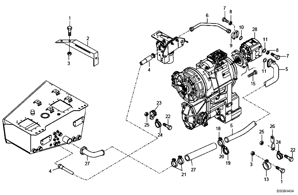 Схема запчастей Case 330B - (43A01000891[001]) - PUMP, HYDRAULIC / LINES - W/WET BRAKE (84121799) (09) - Implement / Hydraulics / Frame / Brakes